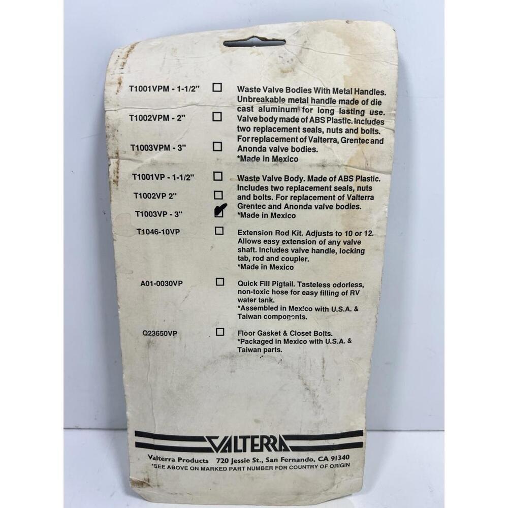 Valterra 3” Blades Waste Valve For RV Holding Tank New In Package - Picture 2 of 3
